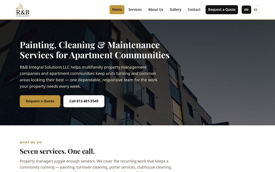 Screenshot of the R&B Integral Solutions LLC homepage